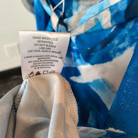 Size 2 Nicole Miller Dress One Shoulder Swirls Blue Whimsy Romantic Elegant - Picture 10 of 11